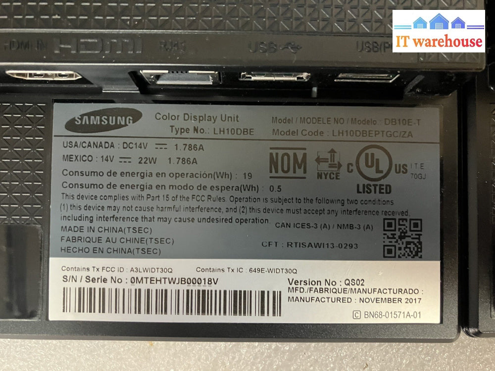 ~ (AS IS)  3x Samsung  Commercia 10"  Display Unit Monitor  LH10DBE  (NO AC)