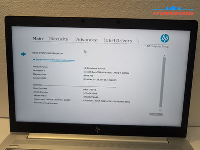 (AS IS) HP EliteBook 850 G5 15.6" Laptop Intel Core i7-8550U (NO RAM/HDD) -