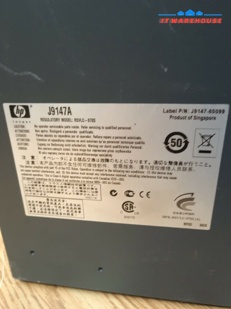 - (AS IS) HP J9147A ProCurve 2910al-48G 48 Gigabit Ports Switch W/10-GbE Module 