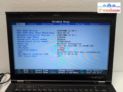 (AS IS) Lenovo ThinkPad T430 14" Laptop i5-3320M/4GB RAM (No HDD /Caddy/Cover) -