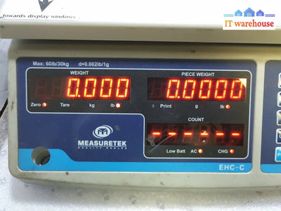 - (AS IS) MEASURETEK EHC-C-30 30KG/60LB COUNTING BENCH SCALE WITH AC ADAPTER