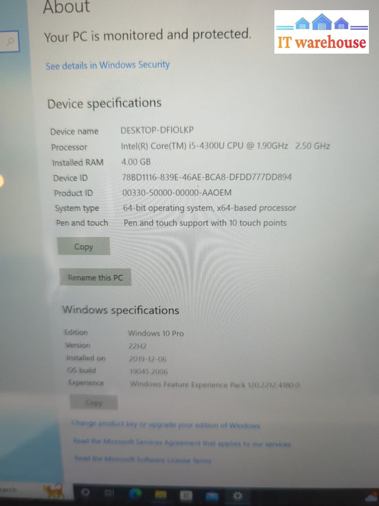 (AS IS) Microsoft 12" Surface Pro 1631  i5-4300U/4GB/128GB SSD/Win10/Keyboard  -