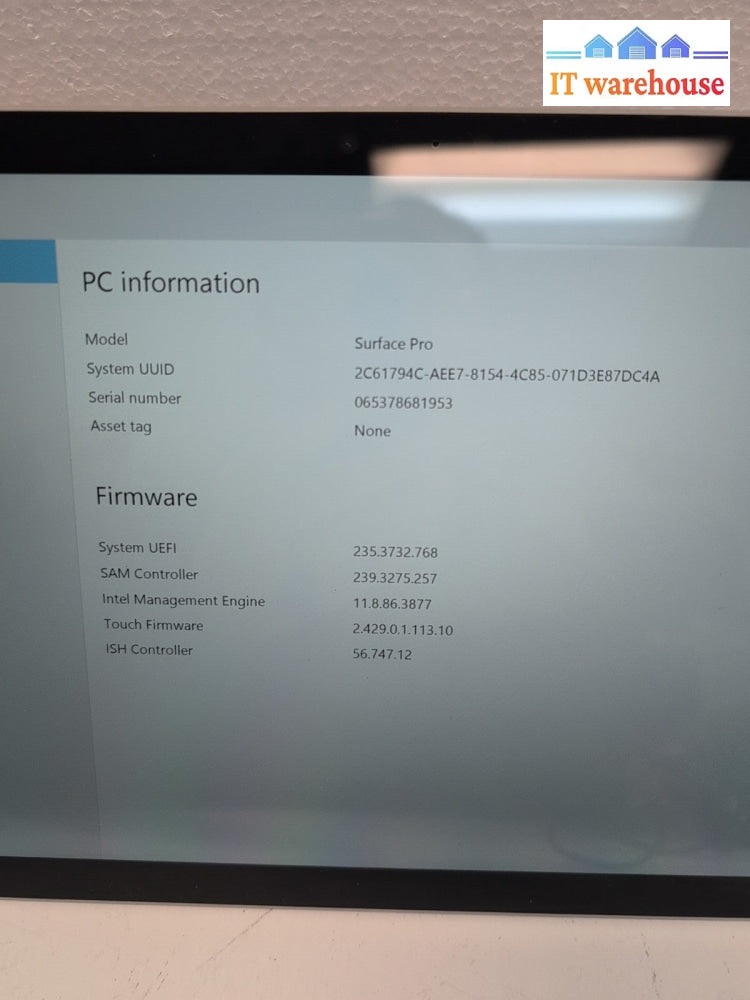 (AS IS) Microsoft Surface Pro 1796 12.3” (SSD and Touch Screen issues) -