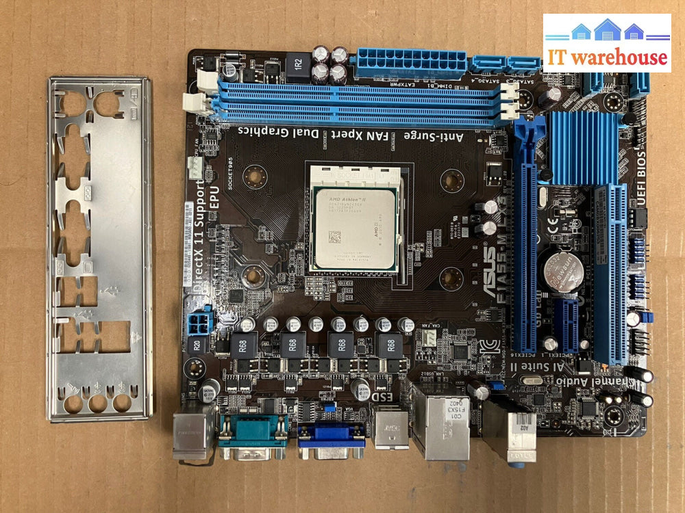 ~ ASUS F1A55-M LX3 u-ATX AMD Motherboard Socket FM1 W/ AMD Athlon II & IO Plate