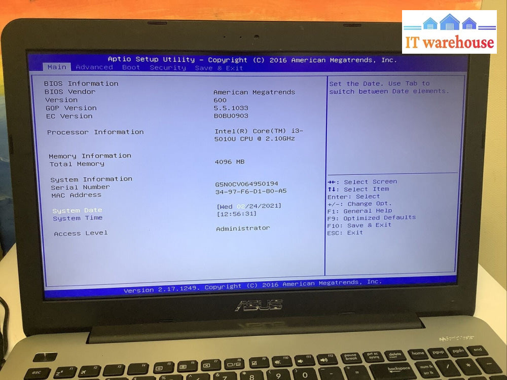ASUS F555L 15.6 Laptop i3-5010u 2.1GHz 4GB RAM 500GB HDD WIN 10