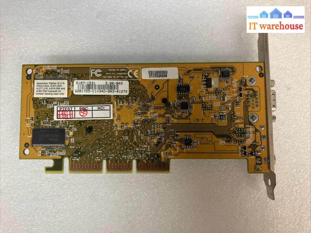 ~ Asus Geforce 5187-1531 64Mb Vga Composite S-Video Agp Video Graphics Card
