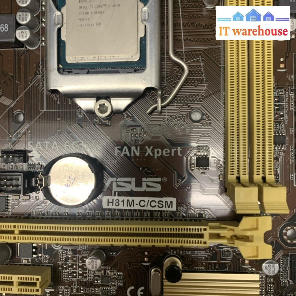 Asus H81M-C/CSM LGA 1150 Motherboard w/ i5 4670 CPU & I/O Shield Fully Tested