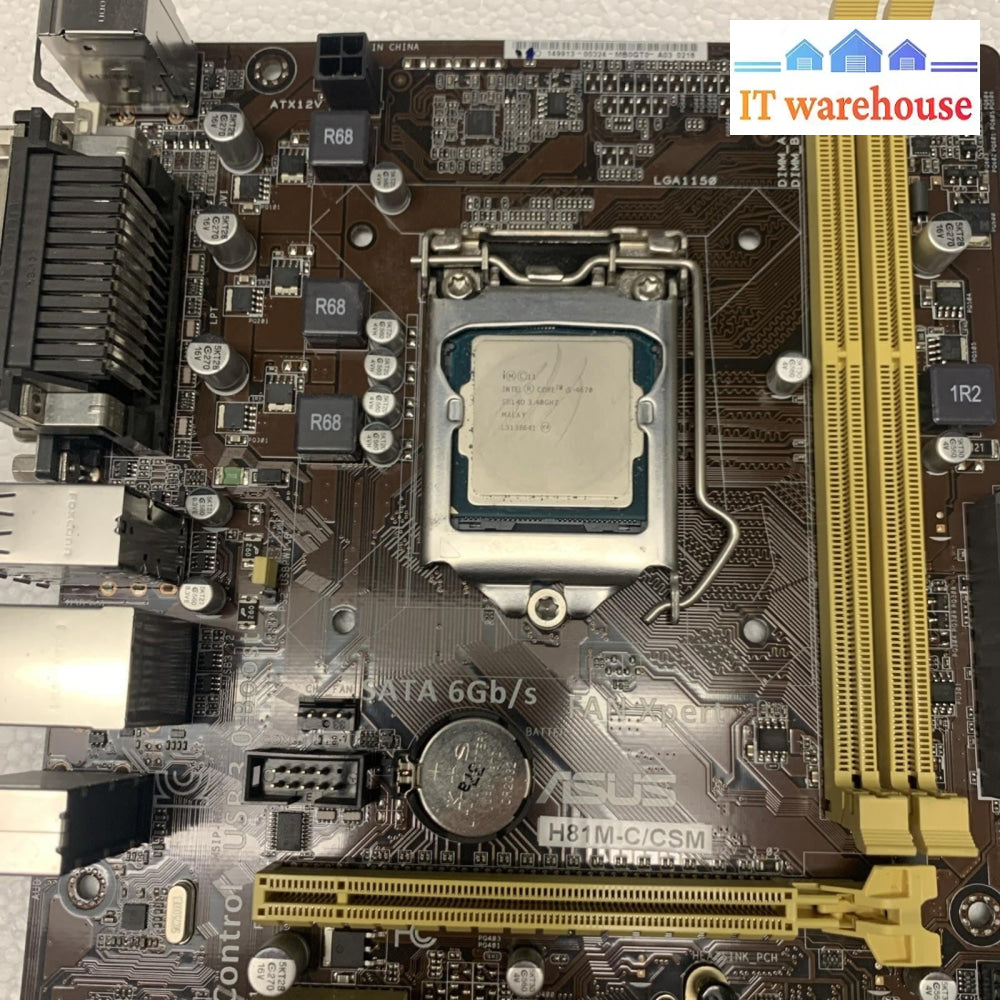 Asus H81M-C/CSM LGA 1150 Motherboard w/ i5 4670 CPU & I/O Shield Fully Tested