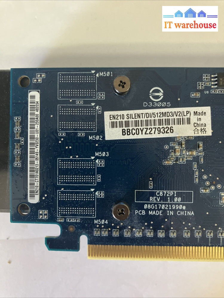 Asus Nvidia Geforce 210 En210 Silent/Di/512Md3/V2(Lp) 512Mb Ddr3 Video Card ~