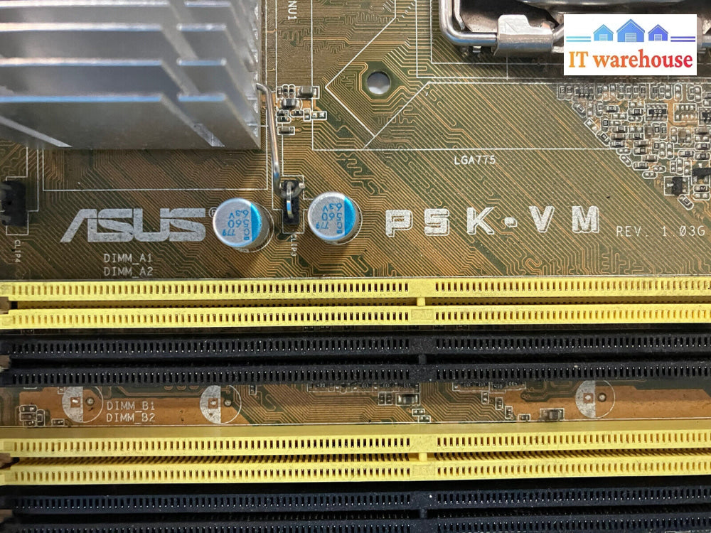 ~ Asus P5K-Vm Lga775 Ddr2 Motherboard W/ Core 2 Quad Q6600 Cpu & I/O Shield