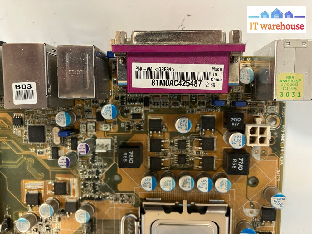 ~ Asus P5K-Vm Lga775 Ddr2 Motherboard W/ Core 2 Quad Q6600 Cpu & I/O Shield