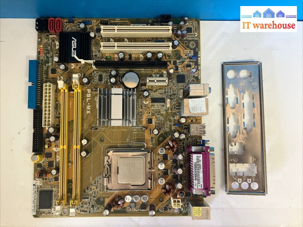 ASUS P5L-MX LGA 775 DDR2 Motherboard With Intel Pentium 4 CPU & I/O Shield ~