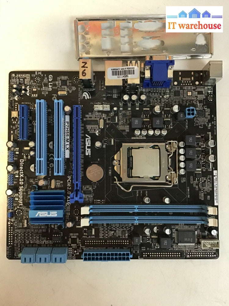 ASUS P7H55-M LX Motherboard W/ Intel i3-540 + I/O Shield Tested
