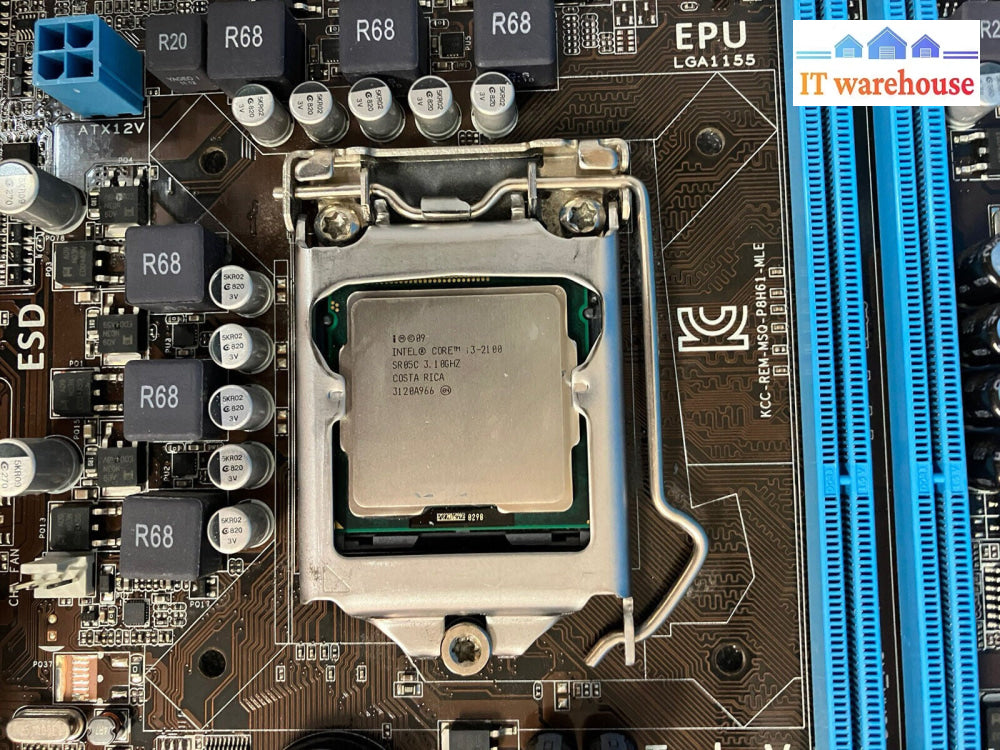 ~ ASUS P8H61-M LE/CSM LGA1155 mATX Motherboard W/ Core i3-2100 CPU + I/O Shield