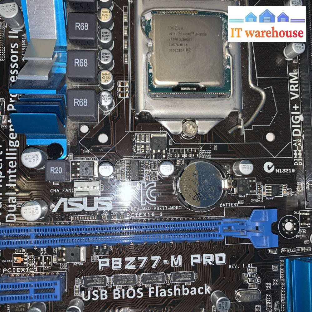 Asus P8Z77-M PRO LGA 1155 DDR3 MicroATX Desktop Motherboard - good working
