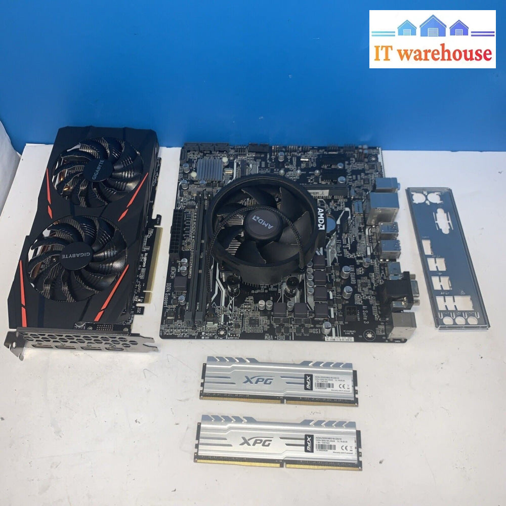 Asus Prime A320M-K Motherboard AMD RYZEN 5 3.6GHZ 6-CORE CPU/ 16GB RAM/ 4GB GPU