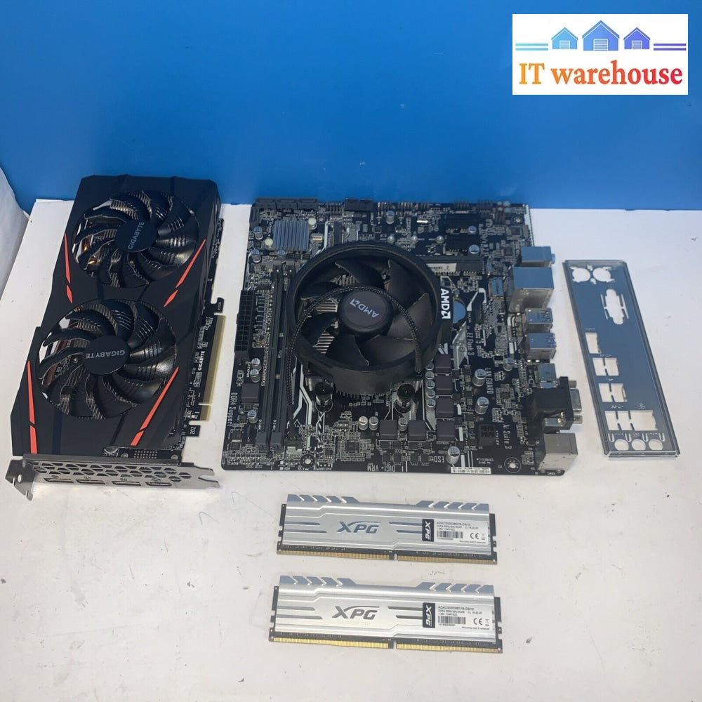 Asus Prime A320M-K Motherboard AMD RYZEN 5 3.6GHZ 6-CORE CPU/ 16GB RAM/ 4GB GPU