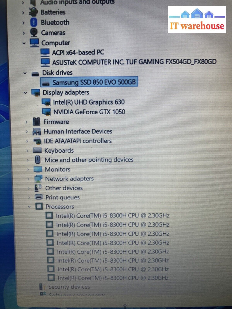 Asus Tuf Fx504 15.4’’ Gaming Laptop I5-8300H Cpu 16Gb Ram 500Gb Ssd Gtx 1050 ~