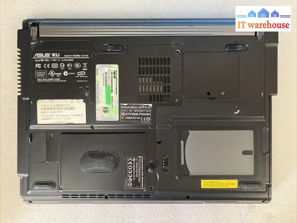 ASUS W3J 14" Laptop Intel T2400 CPU / 3GB RAM / 80GB HDD / Win XP (Bad Battery)~