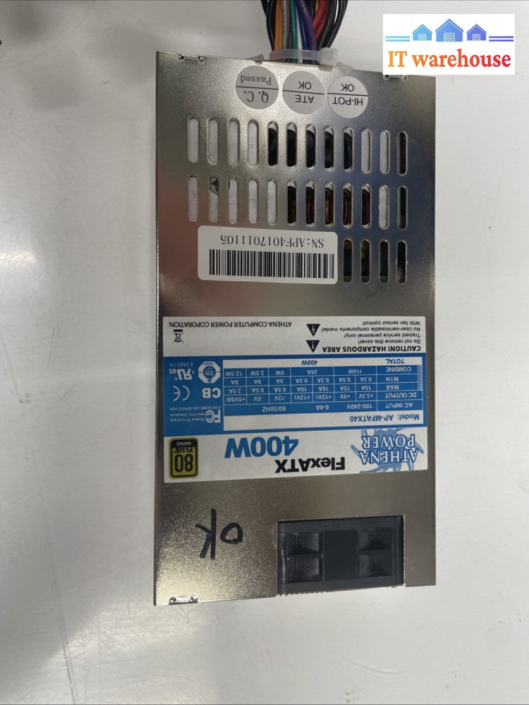 ATHENA POWER MODEL AP-MFATX40 FLEX ATX 400w WATT POWER SUPPLY +
