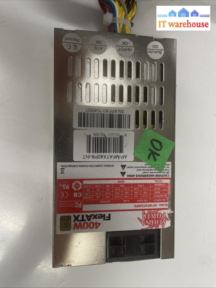 ATHENA POWER MODEL AP-MFATX40P8 FLEX ATX 400w WATT POWER SUPPLY