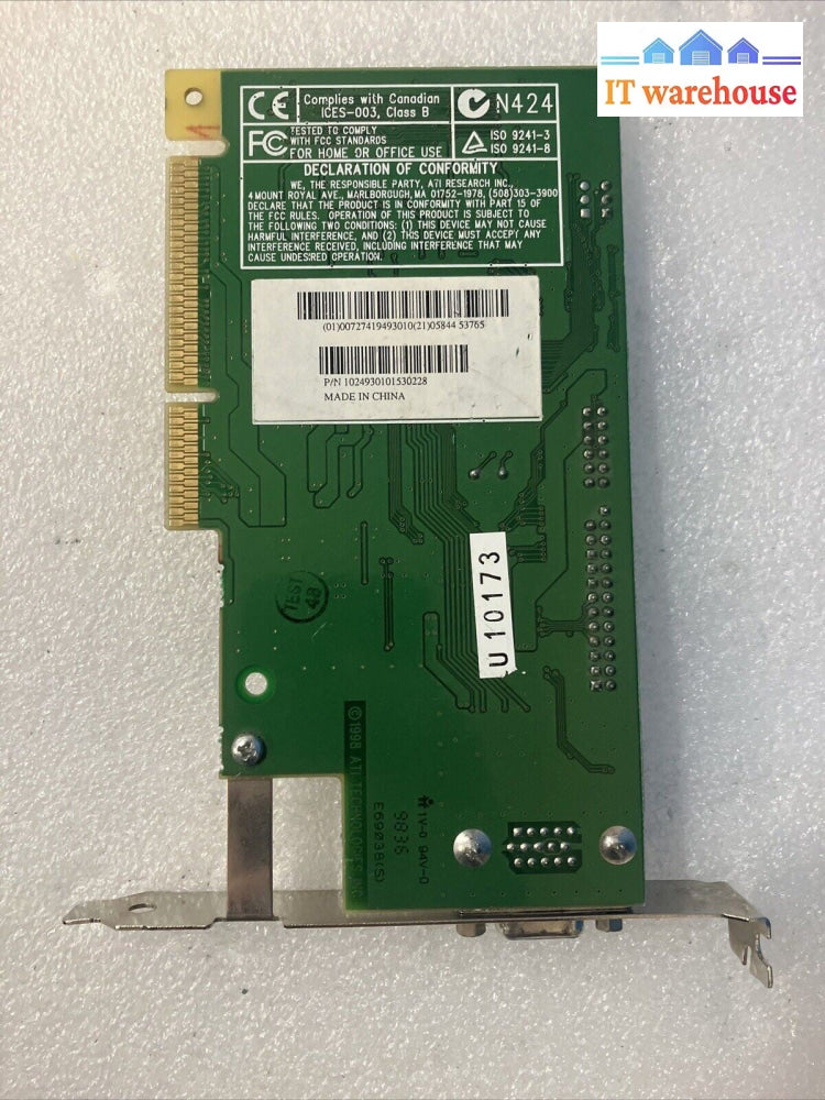 ATI 109-49300-00 109-49300-01 4MB AGP VGA Video Card Rage IIC