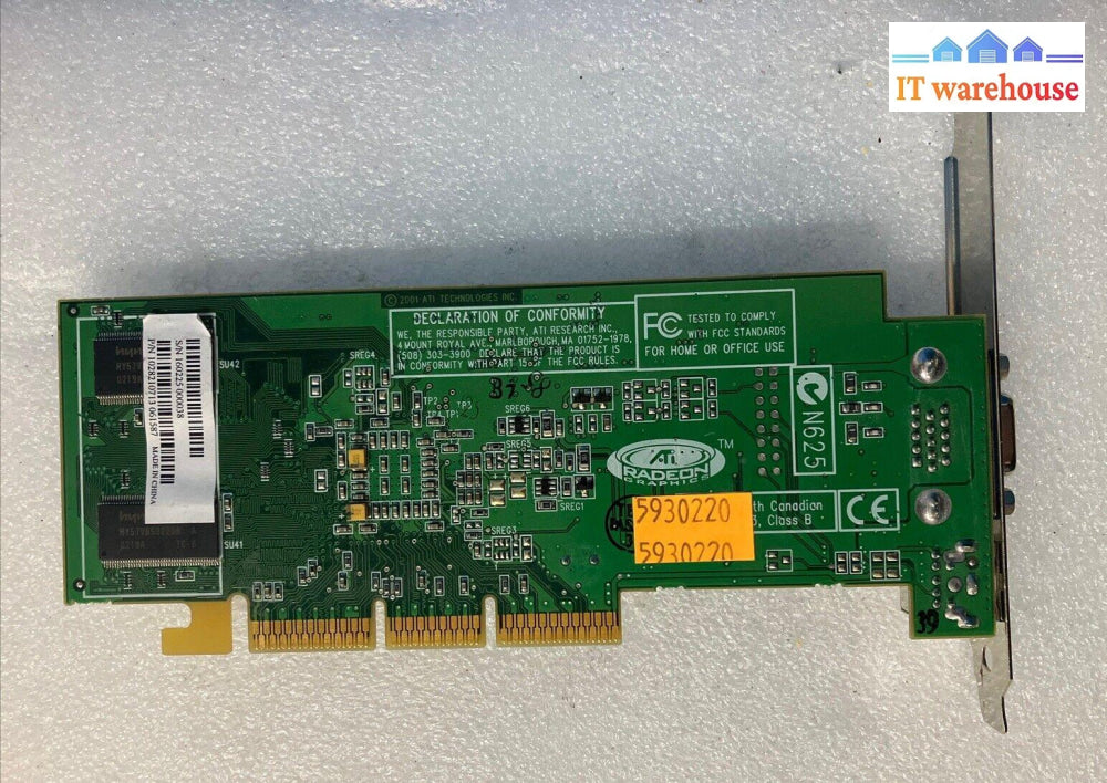 ~ Ati Radeon 7000 32Mb Ddr Agp 2X/4X 109-82100-10 Graphics Video Card