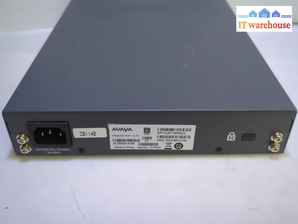 Avaya ERS 3510GT-PWR+ GbE PoE+ Ethernet Routing Switch AL3500A14-E6 -