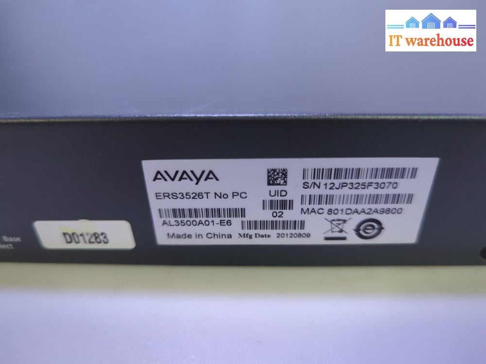 - Avaya Ethernet Routing 3526T  24 Port Network Switch