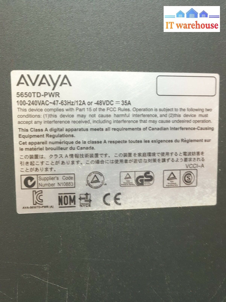 - Avaya Nortel 5650Td-Pwr 48 Port Ethernet Routing Switch W/ 1X Psu Tested