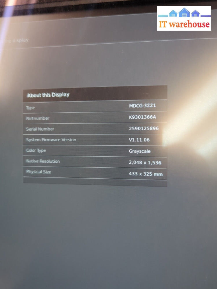 Barco Coronis MDCG-3221 3MP LED 21’’ Grayscale Medical Monitor With AC (READ*)