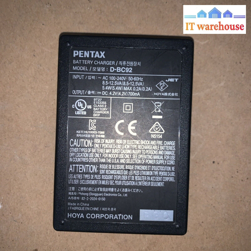 Battery Charger For Pentax D-Li92 D-LI92 D-BC92 D-BC106 K-BC92J K-BC92U
