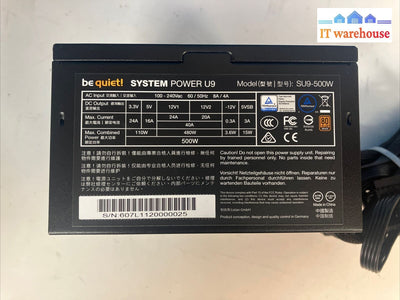 Be Quiet! System Power U9 Modular 500W 80 Plus Bronze Supply ~
