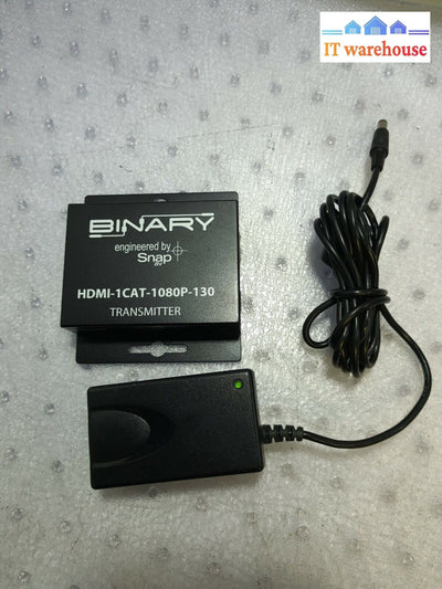- Binary SNAP HDMI Extender HDMI-1CAT-1080P-130 Transmitter W/AC Adapter Tested