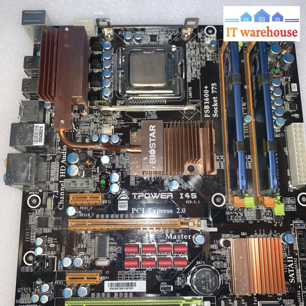BIOSTAR TPower I45 LGA 775 ATX Motherboard w/ 4GB DDR2 RAM + E8400 CPU