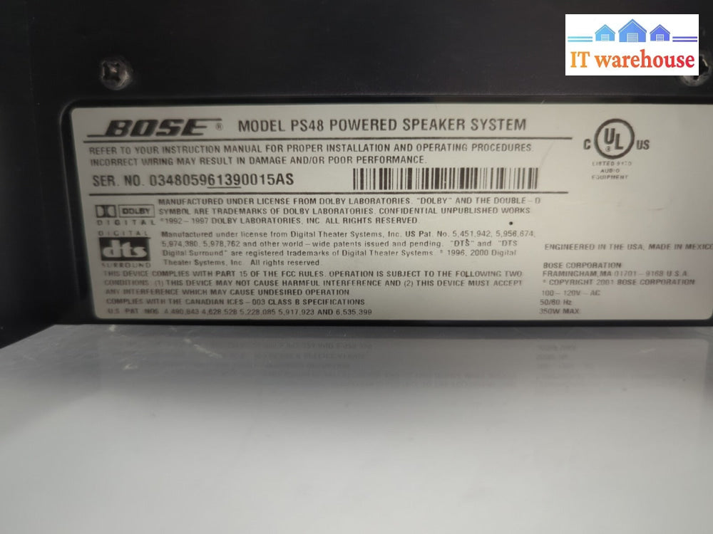 Bose Lifestyle PS48 Black Subwoofer For  AV48 (Vancouver Local Pick Up Only) -