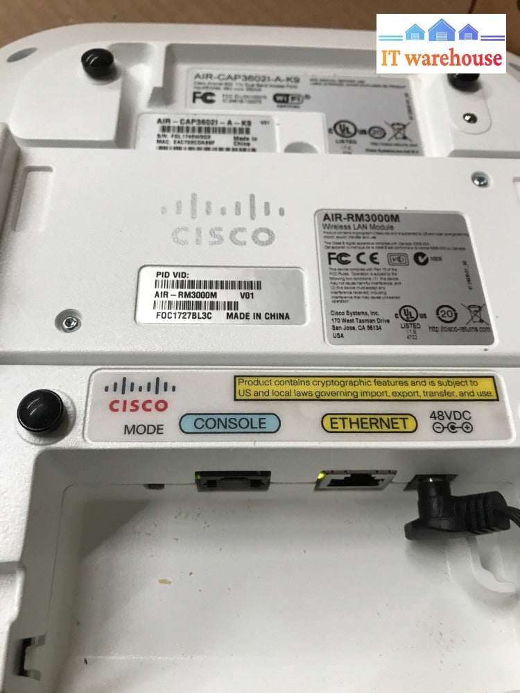 Cisco AIR-CAP36021 dual band access point w/ AIR-RM30000M Wireless module