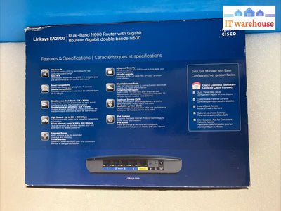 Cisco Linksys Ea2700 Dual Band 4-Port Gigabit Wireless Router With Adapter ~
