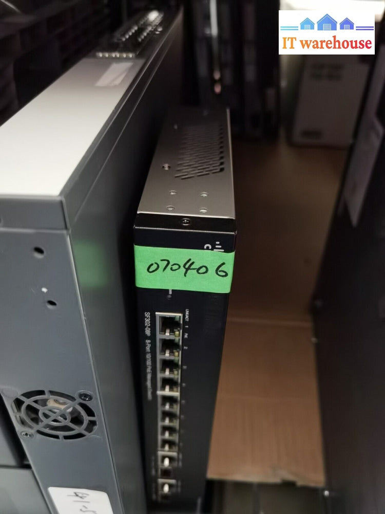 $ Cisco Sf302-08P Srw208P-K9 V02 8-Port 10/100 Poe Managed Switch *No Ac Adapter