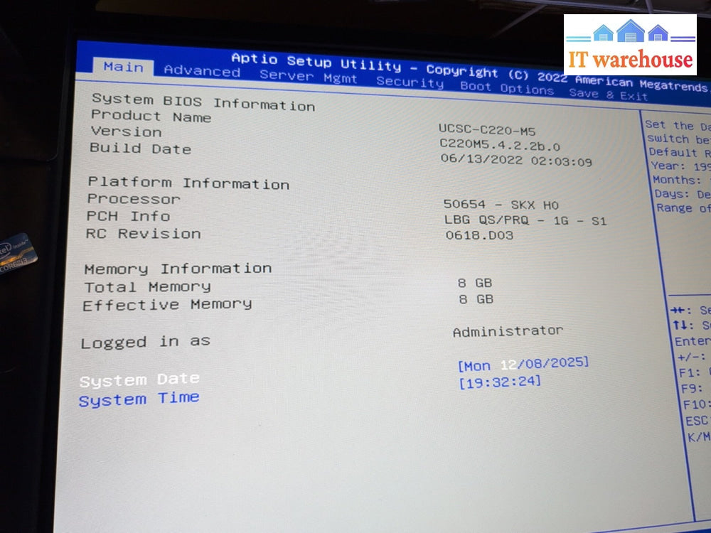Cisco UCS-C220-M5 1U Server  2x XEON Gold 6130 CPU/8GB RAM/10x 2.5" Bay/2x PSU -