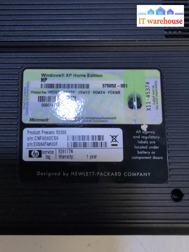 Compaq Predation V2000 14" Laptop Intel T2300 CPU /504MB /120GB /Windows XP  -