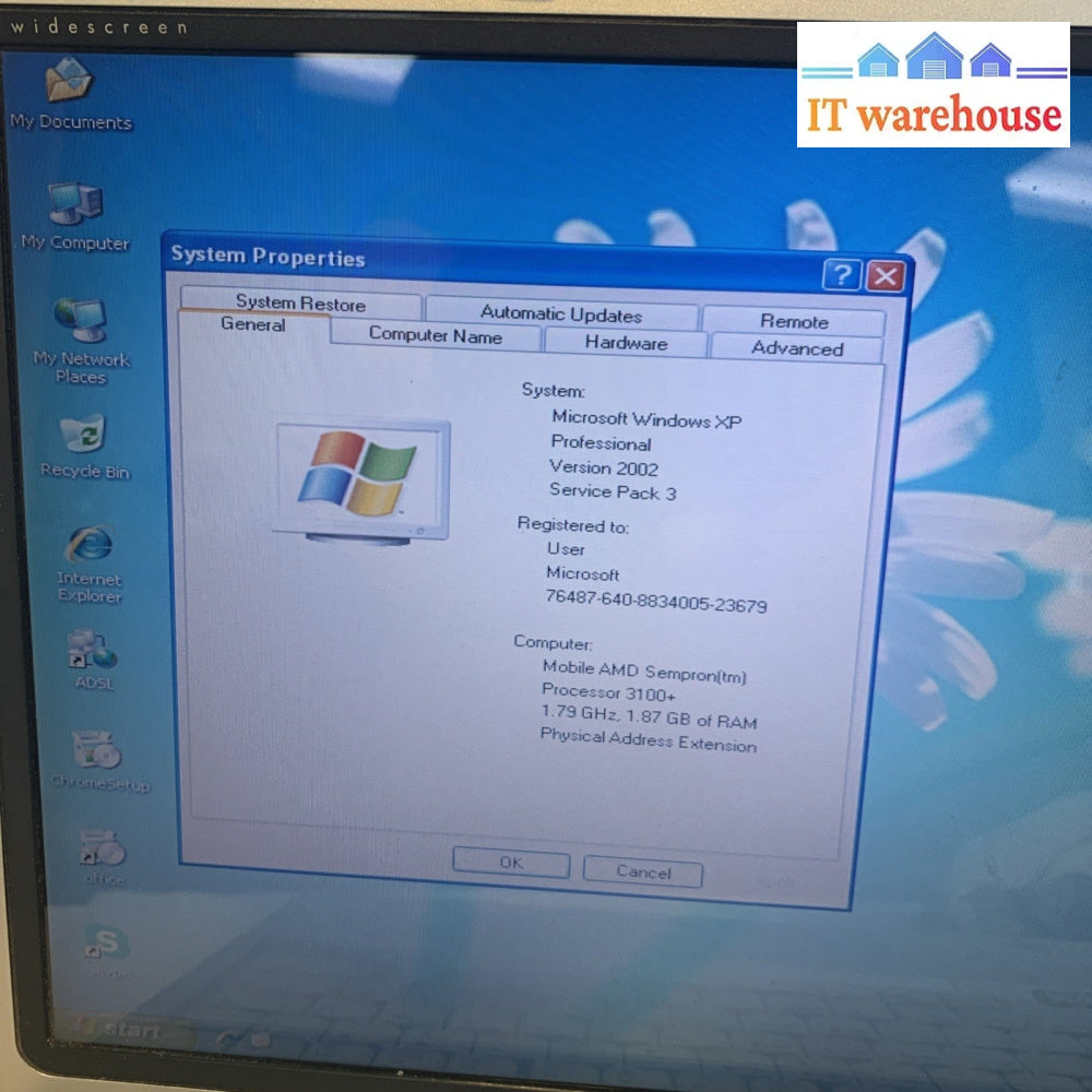 Compaq Predation V2000 AMD Septum 3100+ 1.8GHZ 2GB 40GB Windows XP SP3 Laptop