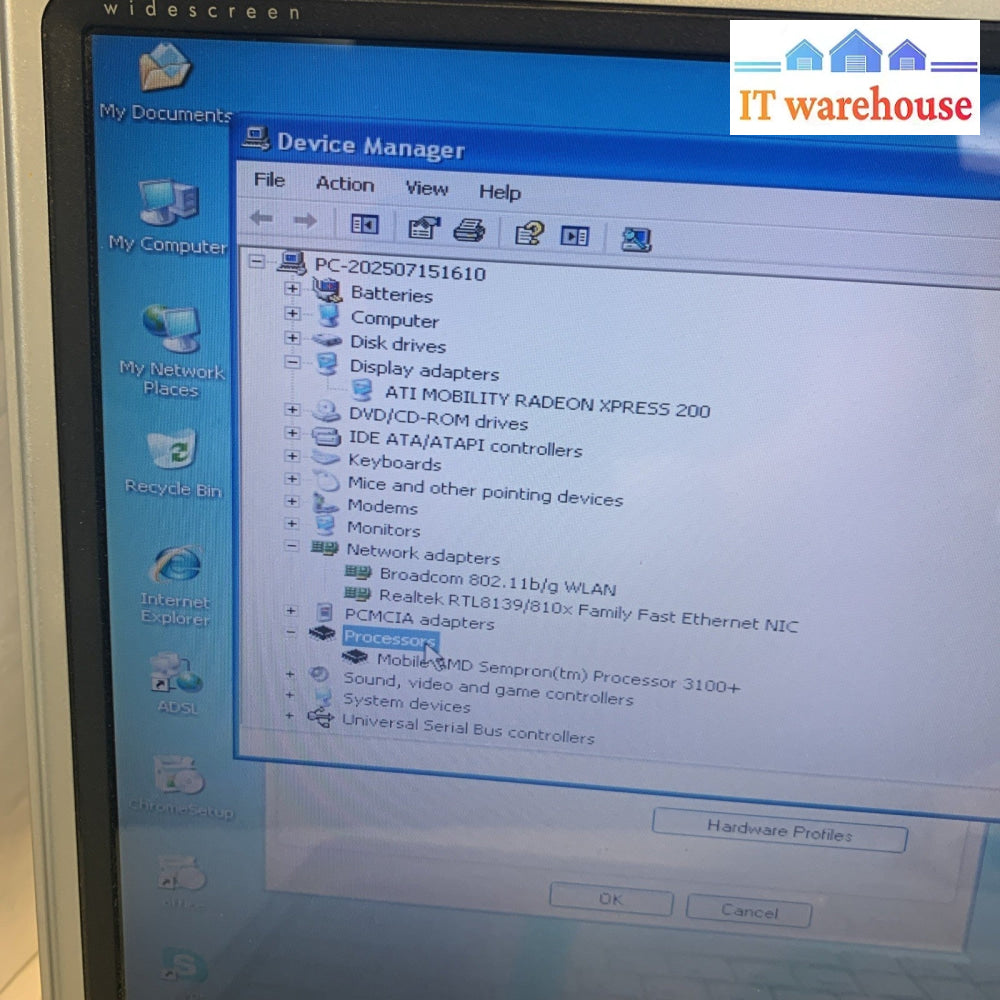 Compaq Predation V2000 AMD Septum 3100+ 1.8GHZ 2GB 40GB Windows XP SP3 Laptop