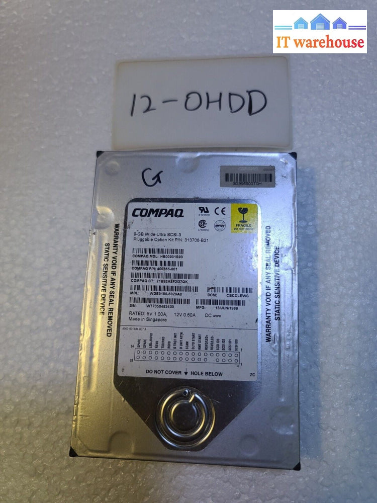- COMPAQ WDE9180 400865-001 9GB 3.5"  HB00931B93 7200rpm SCSI HDD