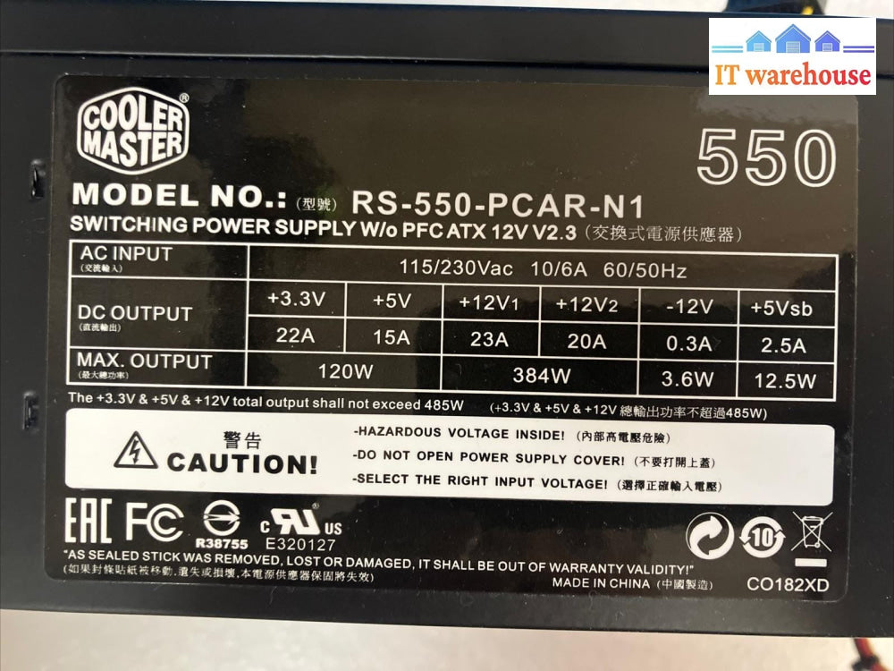 Cooler Master 550W Switching Power Supply Model  rs-550 -amaa-b1 550w +
