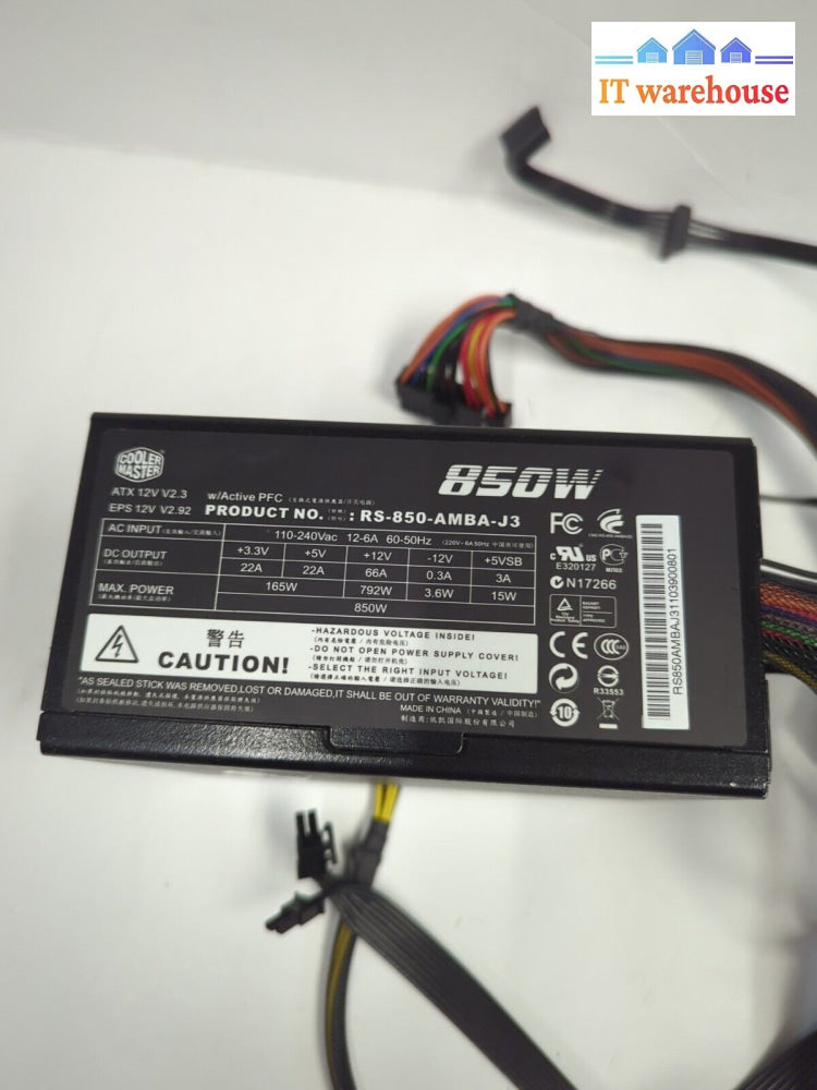 Cooler Master 850W RS-850-AMBA-J3 ATX Power Supply (2x 6 + 2 PCIE,2x 4 + 4 CPU)