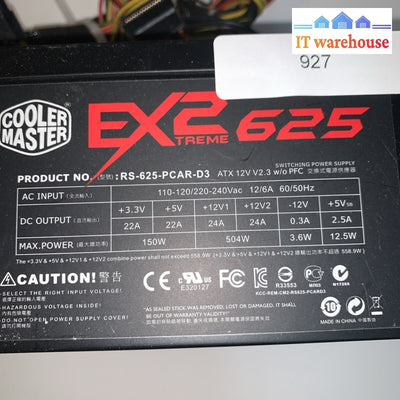 Cooler Master Extreme2 625 Power Supply 558.9W PN Rs-625-pcar-d3
