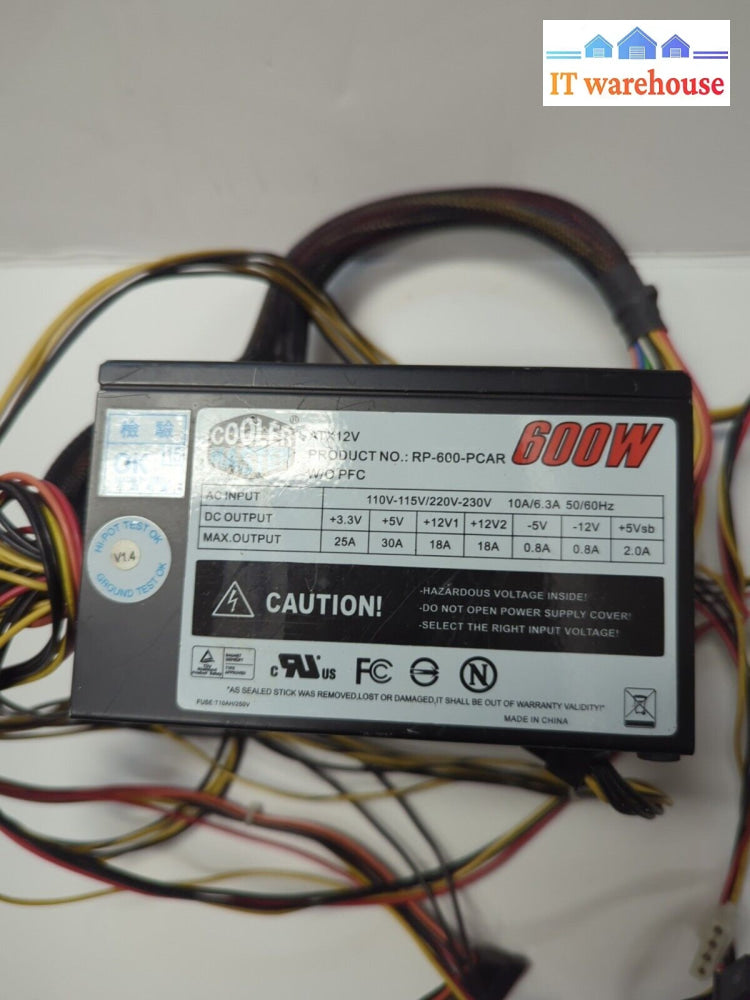 Cooler Master RP-600-PCAR 600W Power Supply (2x 6PIN PCI-E, 4PIN CPU) TESTED -