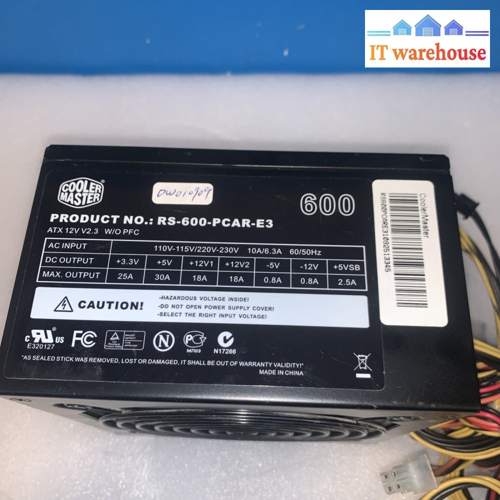 Cooler Master RS-600-PCAR-E3 600W PSU PCIe 6-Pin, 4+4 Pin CPU, 20+4 power supply