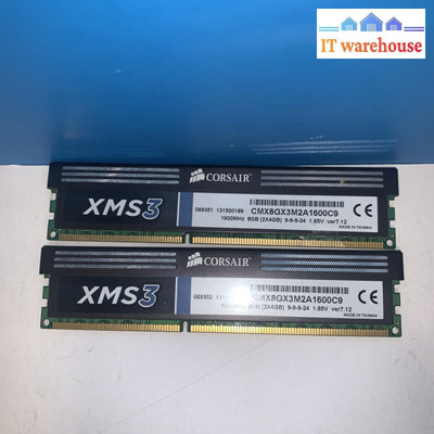 CORSAIR 2 x 4GB DDR3 1600 Desktop DIMM RAM XMS3 CMX8GX3M2A1600C9 240pin